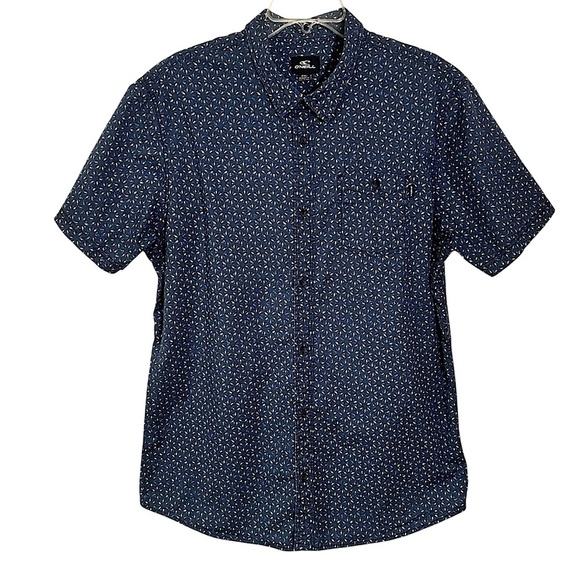 O’Neill Men’s Casual Button Down Shirt XXL Short Sleeve Modern Fit Blue Cotton - Picture 1 of 16